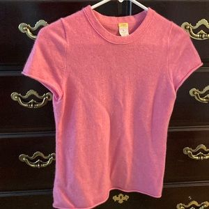 J. Crew pink cashmere short sleeve sweater
